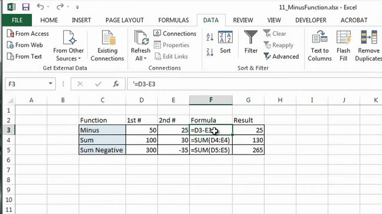 How to Use Minus Function in Excel : MS Excel Tips