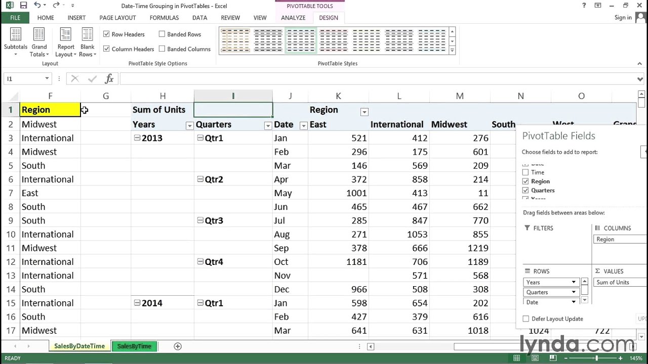 Using date and time as metrics in a PivotTable | Excel Tips | lynda.com