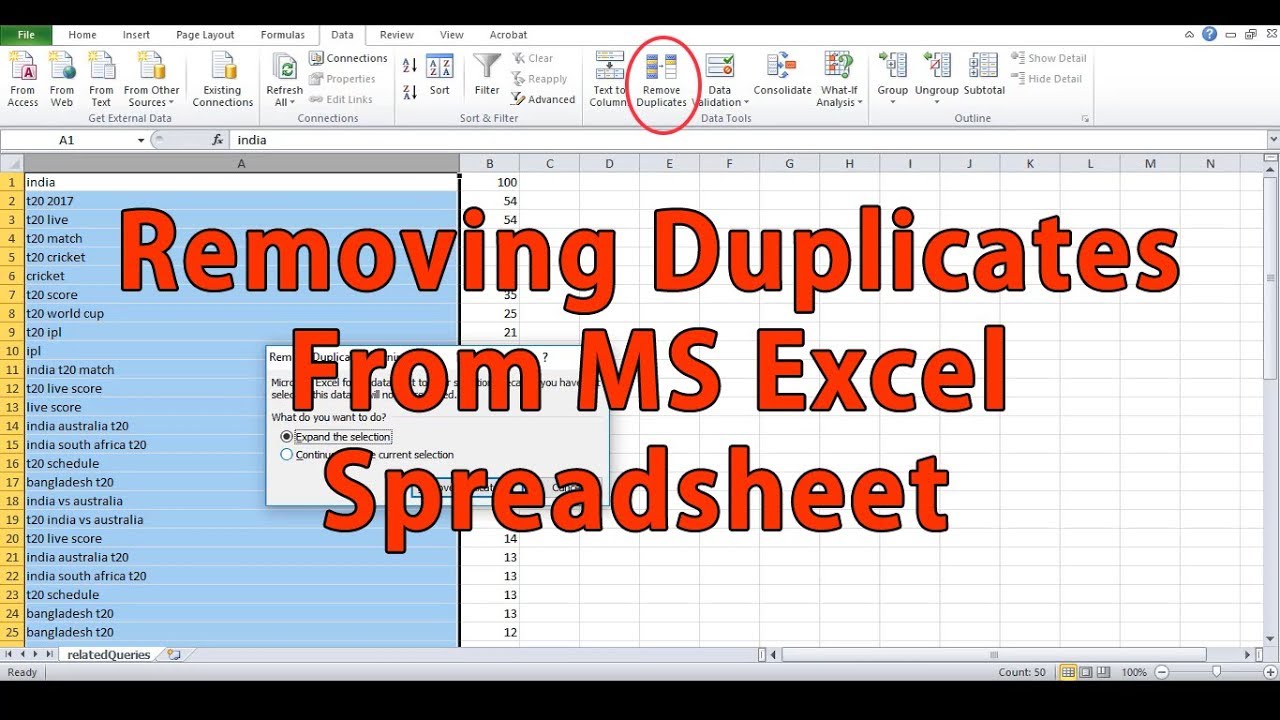 How to remove duplicate entries from spreadsheet – Microsoft Excel Tips and Tricks Hindi