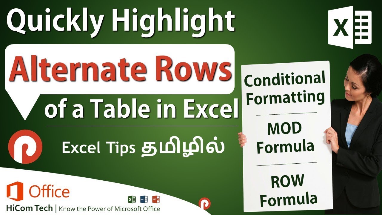 Excel Tips | Highlight Alternate Rows in Excel | Conditional Formatting | MOD and ROW Formula