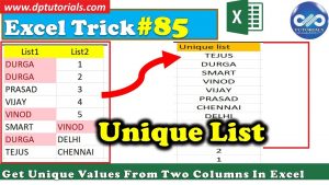 How To Get Unique Values From Two Columns In Excel || Excel Tips & Tricks || dptutorials