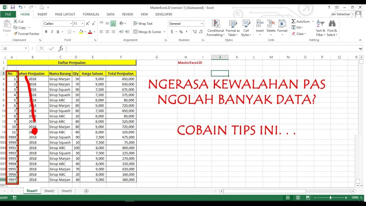 Excel Tips Untuk Mengolah Banyak Data (CTRL dan Shift)
