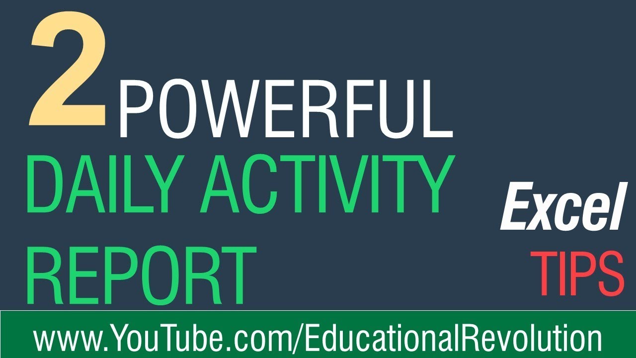 2 Excel tips for daily activity Report Writing ~ Latest Excel 2020