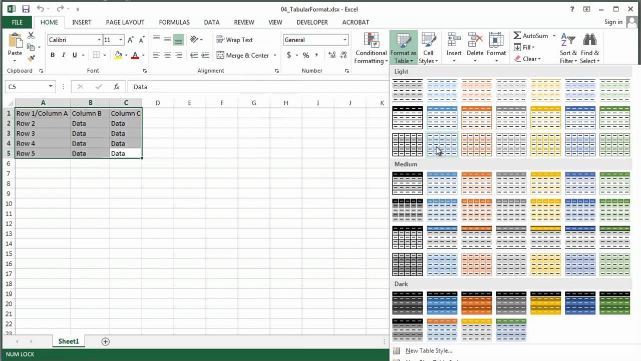 How to Use a Tabular Format in Excel : MS Excel Tips