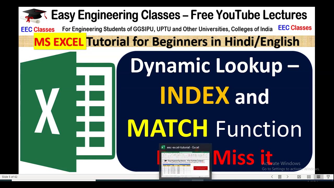 Dynamic Lookup – INDEX and MATCH Function in VLOOKUP | Excel Tips Tutorials Tricks in Hindi