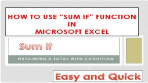 How to use sum if function in Microsoft Excel | Excel Tips and Tricks