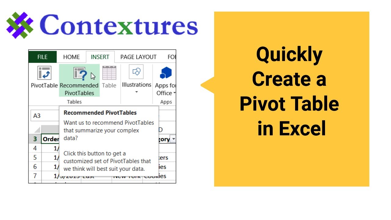 Create a Pivot Table in Excel 2013