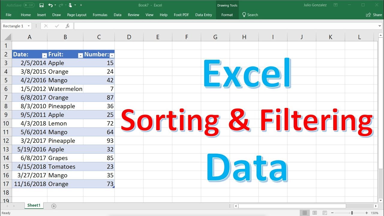 Excel Sorting and Filtering Data