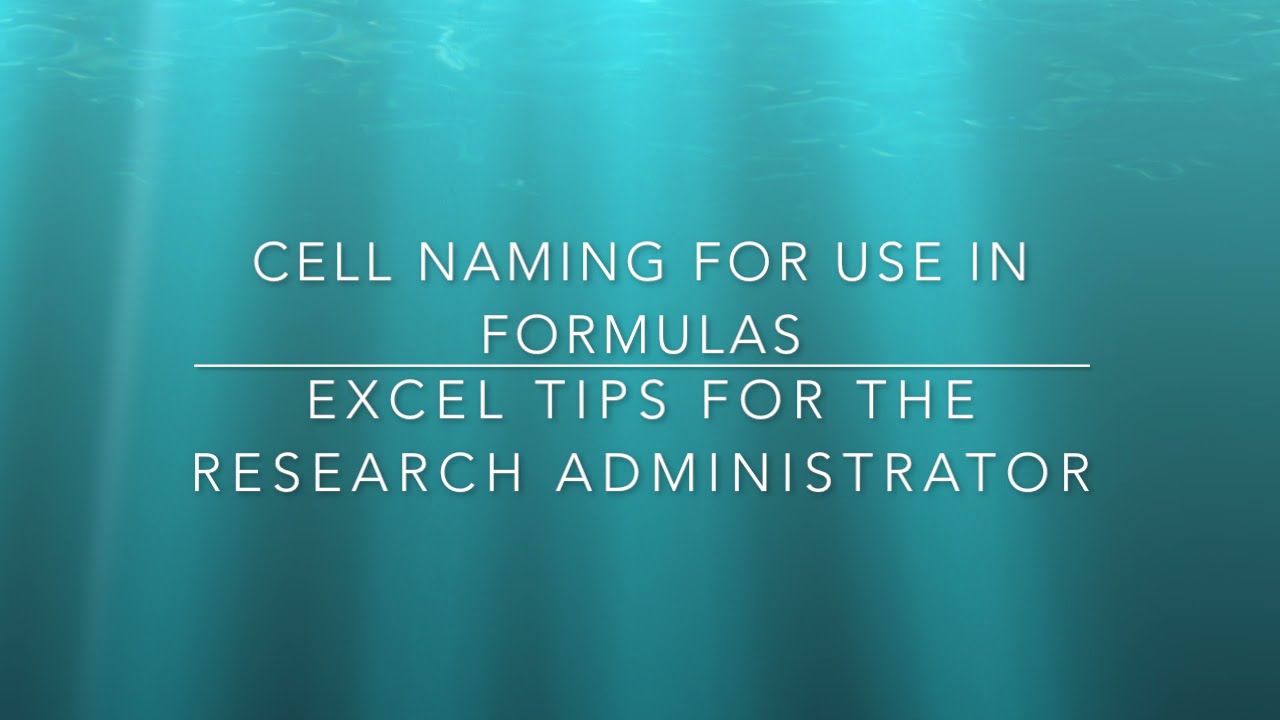 Cell Naming for Use in Formulas – Excel Tips for the Research Administrator