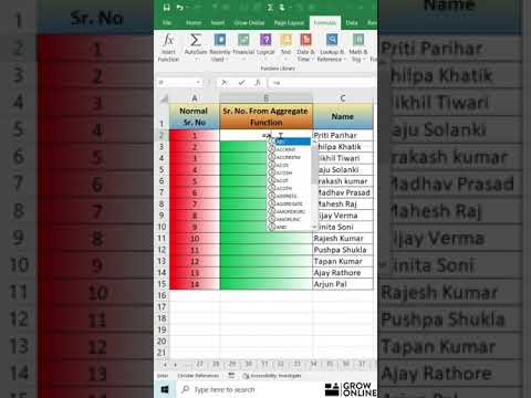 MS Excel Tricks & Tips 2021 – Aggregate function for Serial Numbers (Video 42), #Shorts