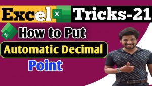 How To Place Automatic Decimal Point In Excel | Excel Tips and Tricks | Excel Tricks 2021