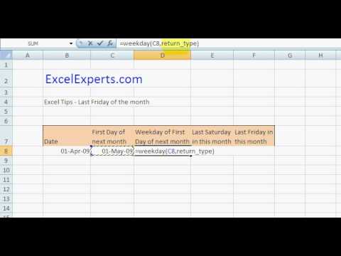 ExcelExperts.com – Excel Tips – Last Friday of the month
