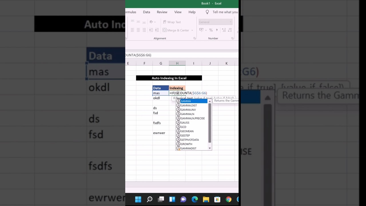 Excel Functions In 60 Seconds | Auto Indexing In Excel | Excel Tips And Tricks(2021) #shorts