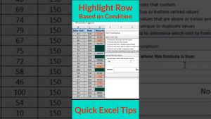 #shorts | Highlight Row Based on Condition | Quick Excel Tips
