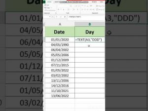 Find day by any date in Excel #shorts #exceltips #exceltutorial #excel #ytshorts #learning #tips