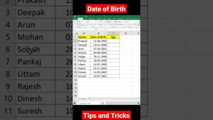 #excelshorts Excel Tips and Tricks | Excel dob calculation