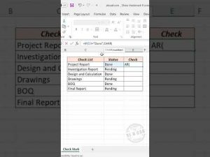 Show Checkmark ✔️ against completed Tasks in Excel