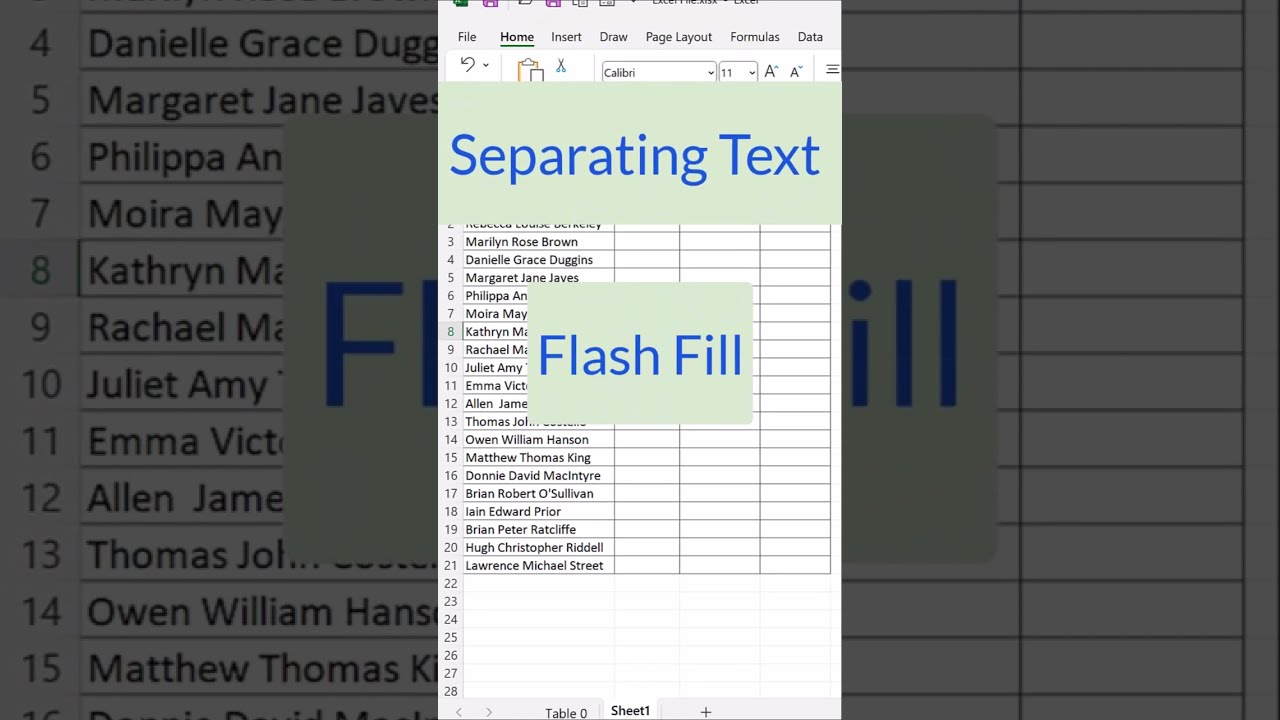 How To separate Texts in Excel | Flash Fill | Excel Tips and Tricks | #shorts