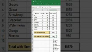 Sum Product Formula | Excel Tips #shorts