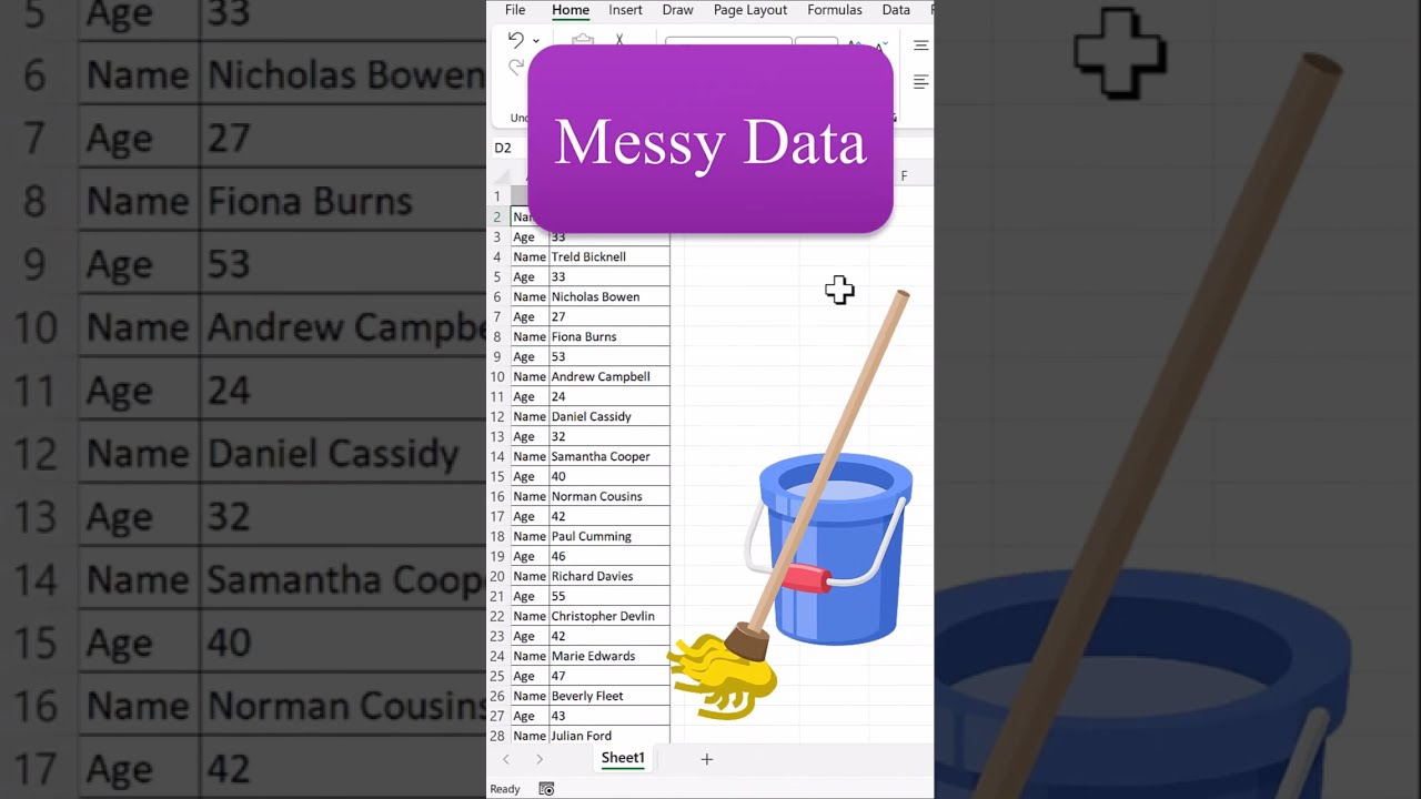 Clean Messy Data – Part 1 | Excel Tips and tricks | #shorts