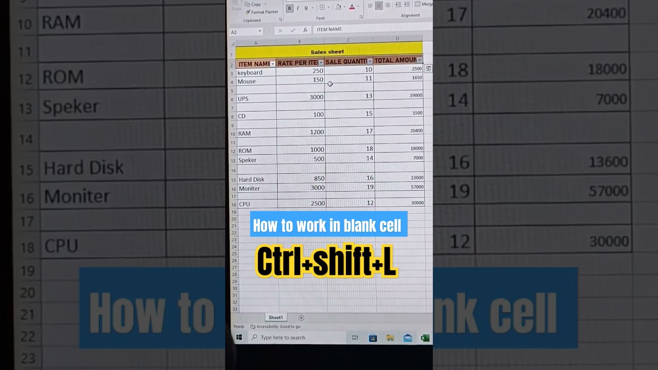 How to work in blank cell in #excel #exceltips #exceltutorial #shorts #viral
