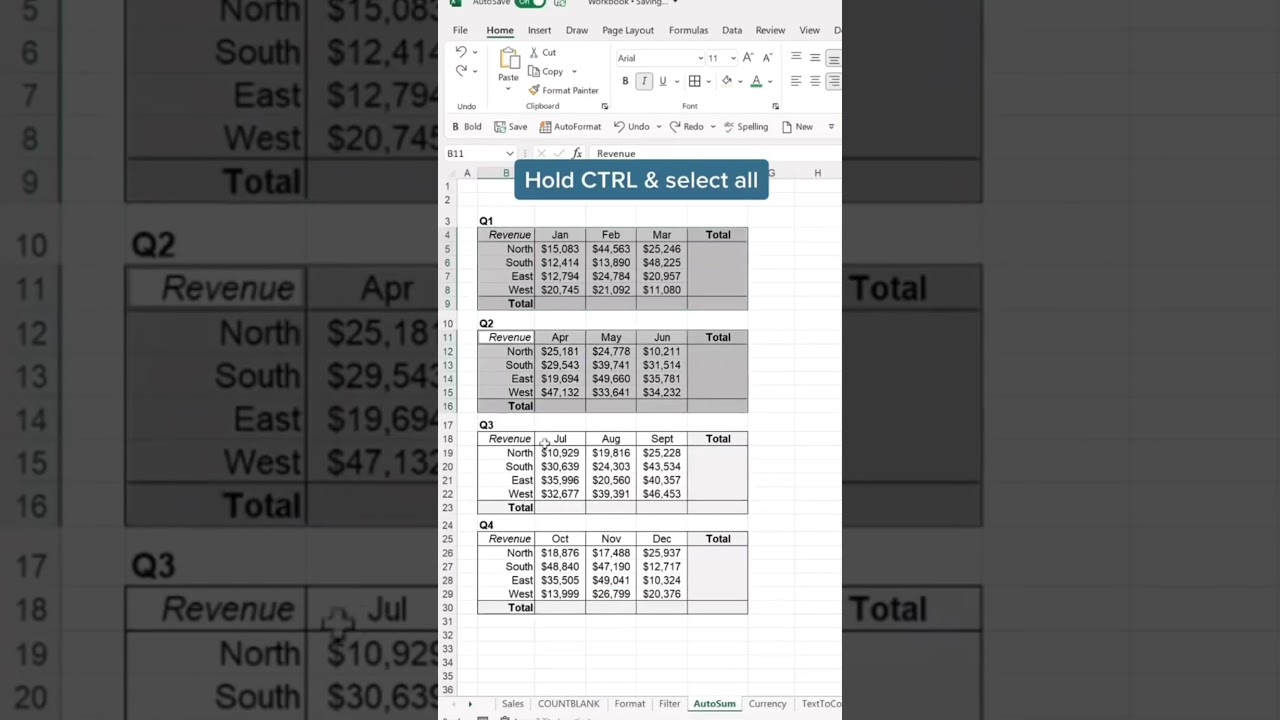Excel Tips and Tricks – How to Apply SUM function on multiple table & data set in Excel