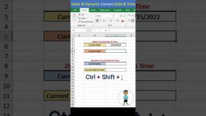 Static and Dynamic Current Date and Time in Excel #excel #exceltips #exceltutorial #msexcel #shorts