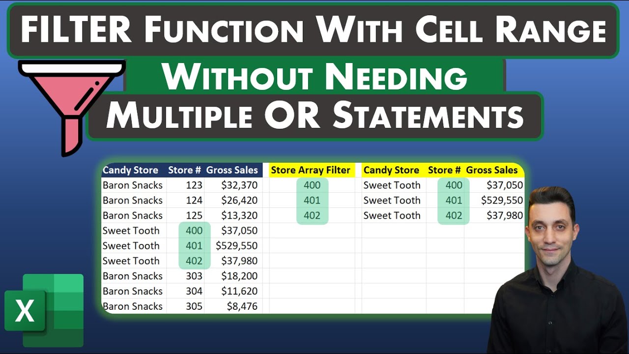 Excel Tips – FILTER Function Using Cell Range Instead of Multiple OR Statements