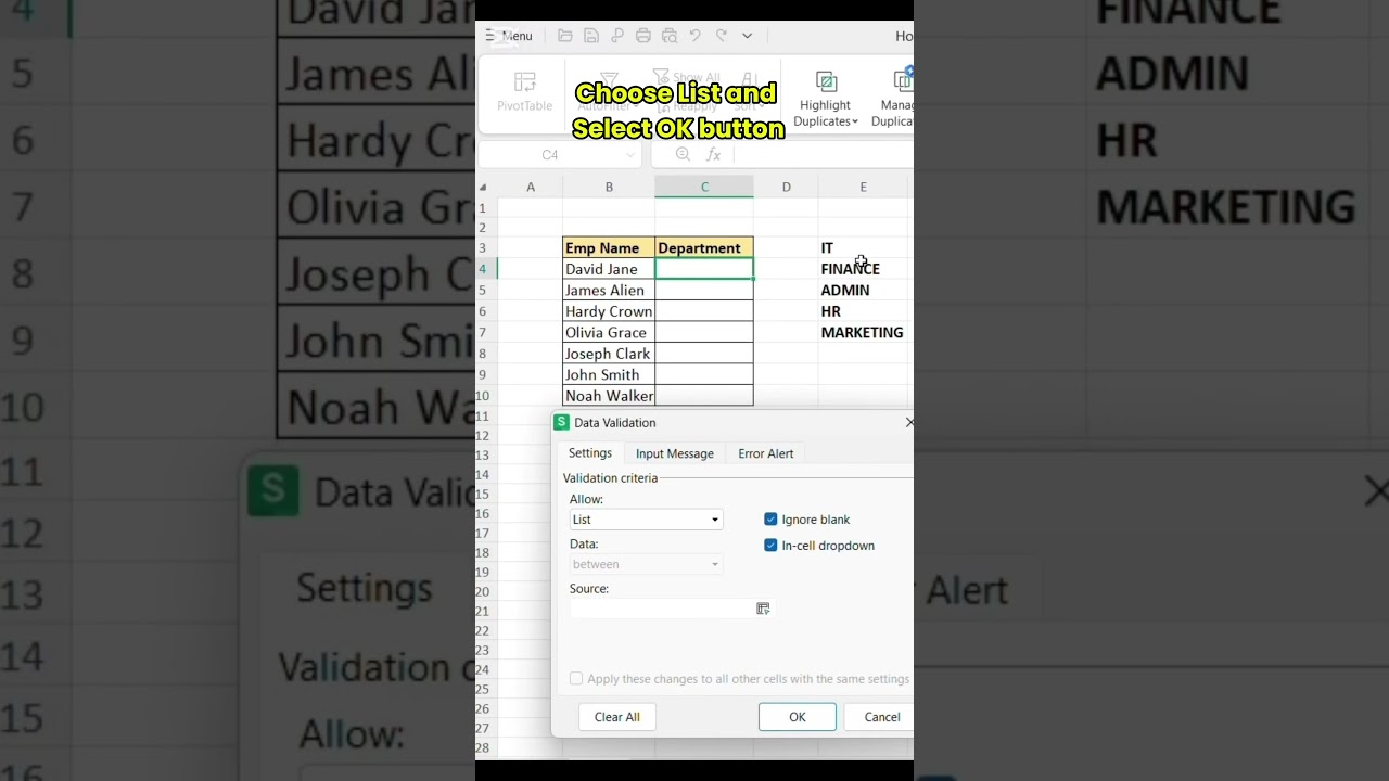 Excel Tips 03 – How to excel data validation in 20 sec | Excel 1 minute tricks # exceltips #exce