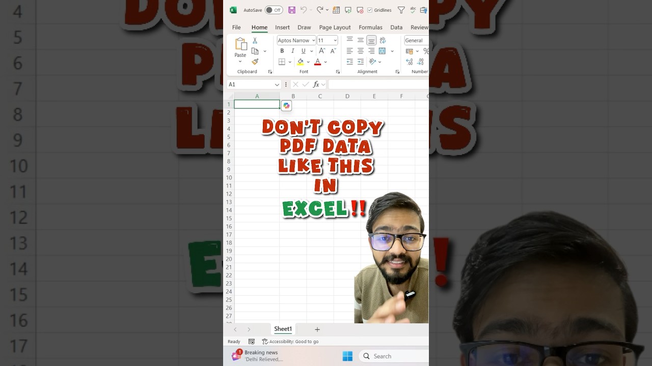 Don’t Copy PDF Data in Excel‼️Instead Use Amazing Trick #exceltips #excel #exceltricks #shorts
