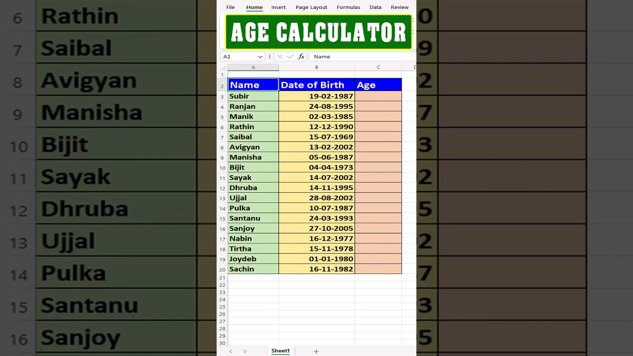 how to calculate age in Excel tips and tricks ?? Age calculator #shorts #exceltricks #excel