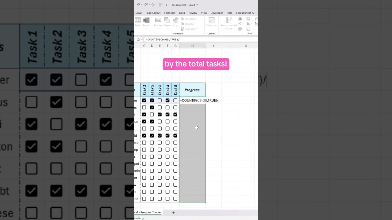 I just Created this Progress Tracker! #exceltrickshots #exceltips #excel #shorts #viralvideo