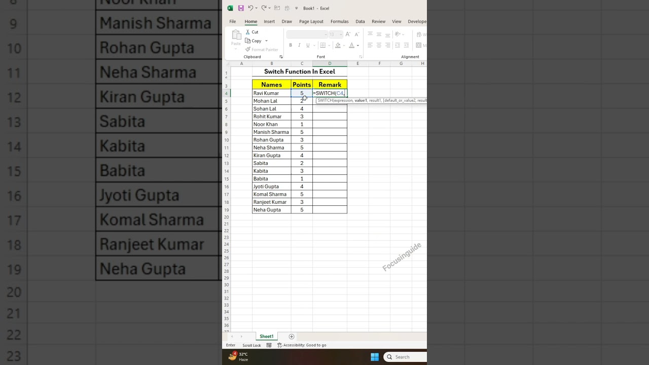? Excel SWITCH Function Explained | Amazing Excel Tips & Tricks ??#focusinguide #shorts  #exceltips