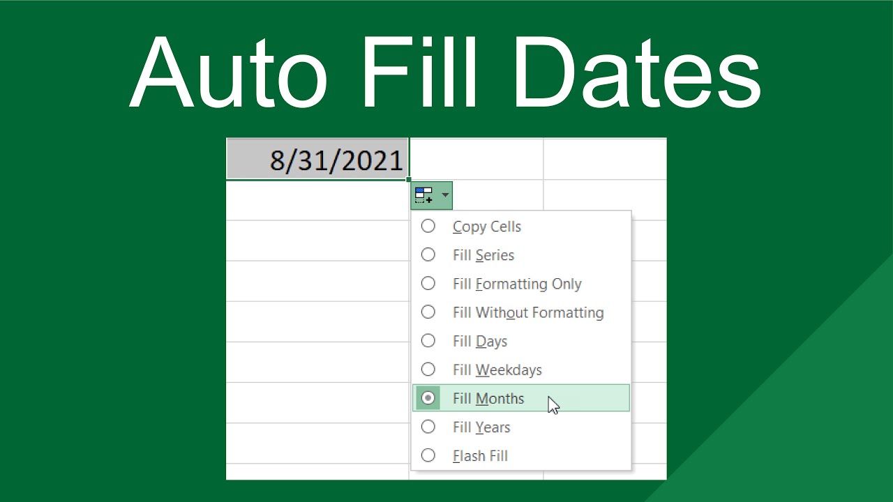 Auto Fill Dates in #excel #shorts