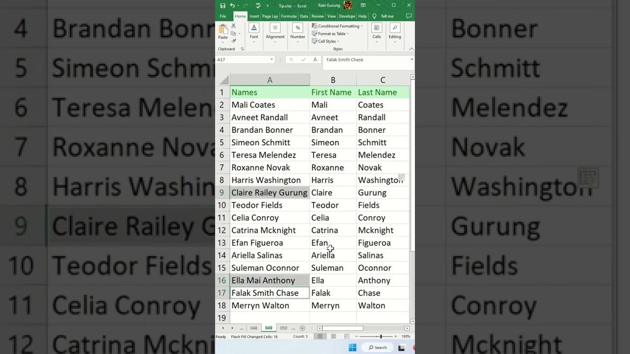 Separate First Name and Last Names – Excel Tips and Tricks