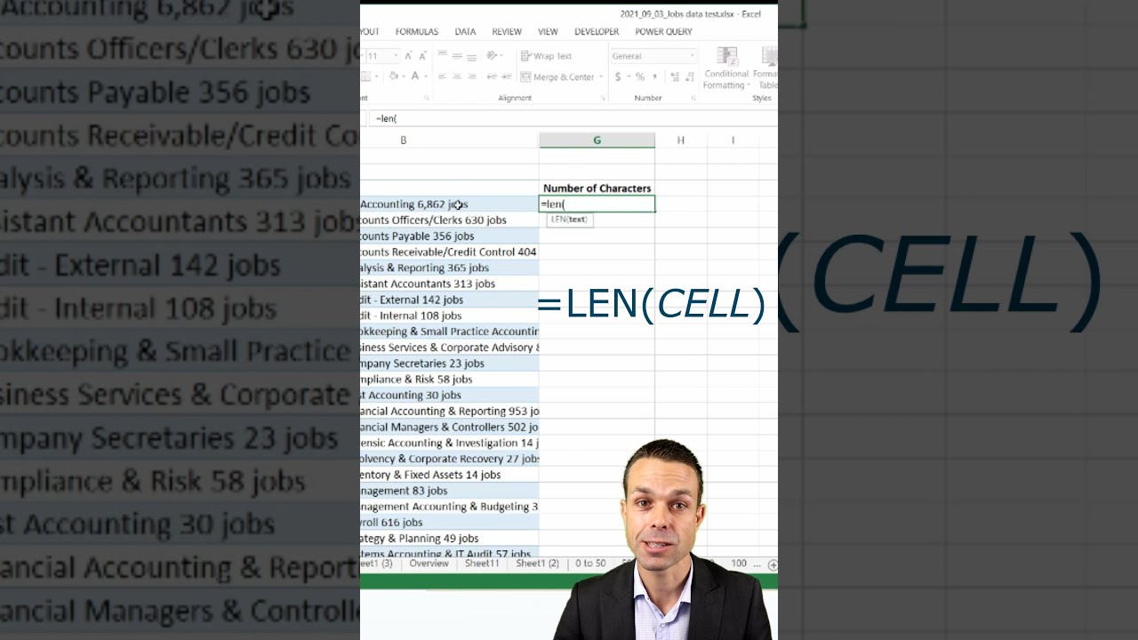 Excel Tips – How to Count The Number of Characters in a Cell #Shorts