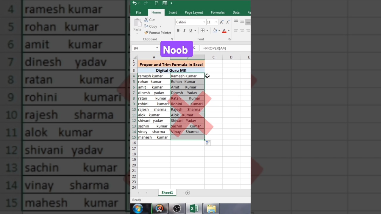 How to use proper and Trim Formula in excel‼️‼️ #exceltutorial #shorts