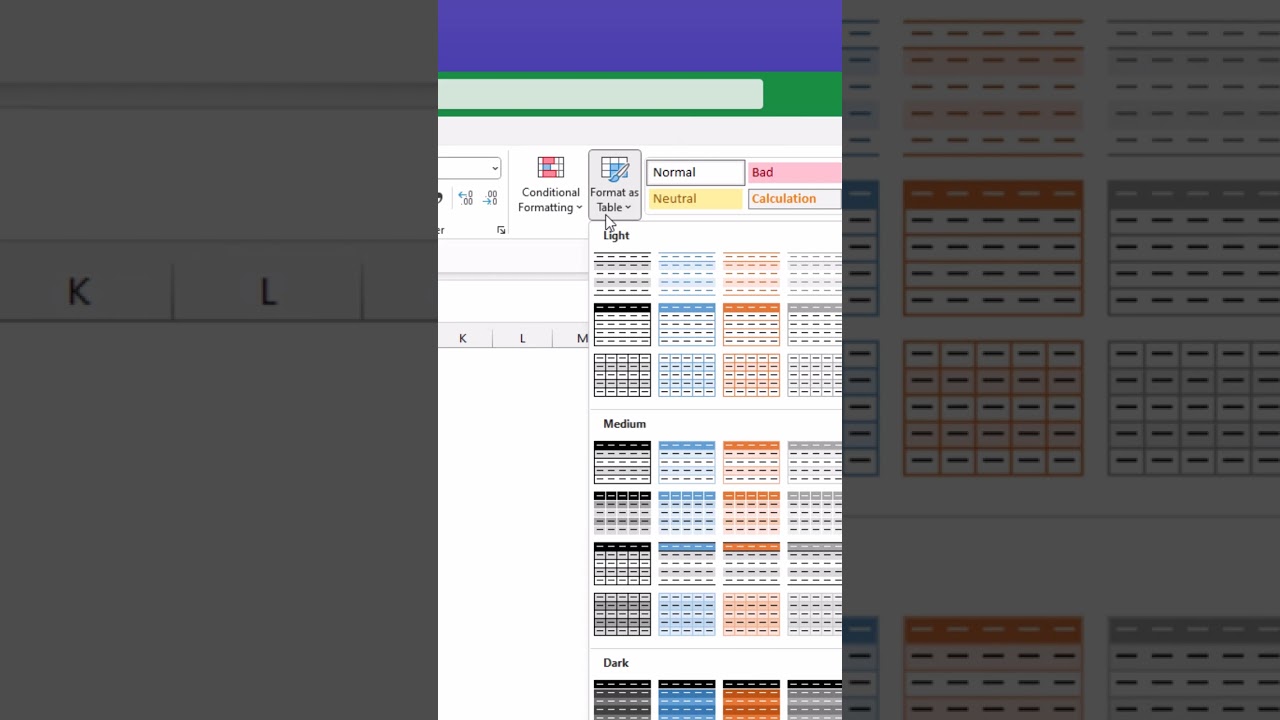 How To Create An Excel Table
