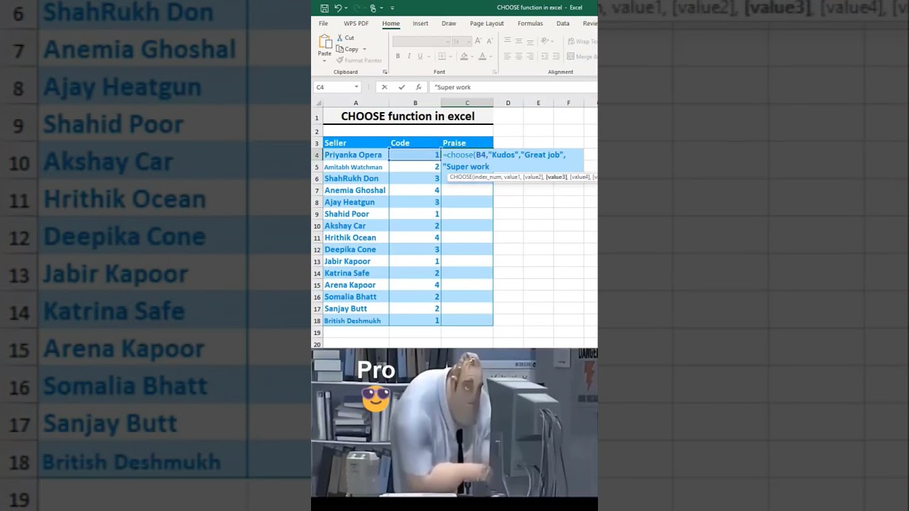 CHOOSE function in excel ? #exceltutorial #exceltips #exceltricks #spreadsheets