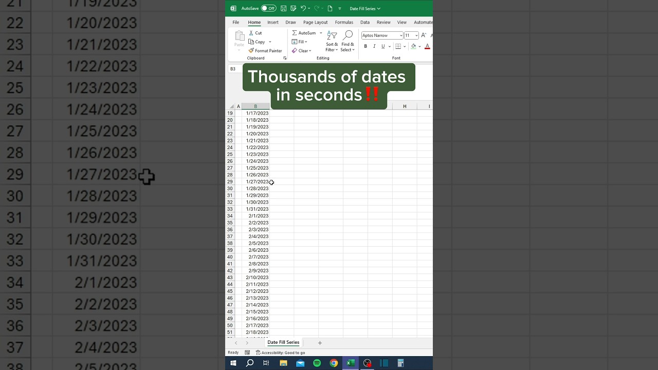Date Fill Series in Excel‼️ #excel