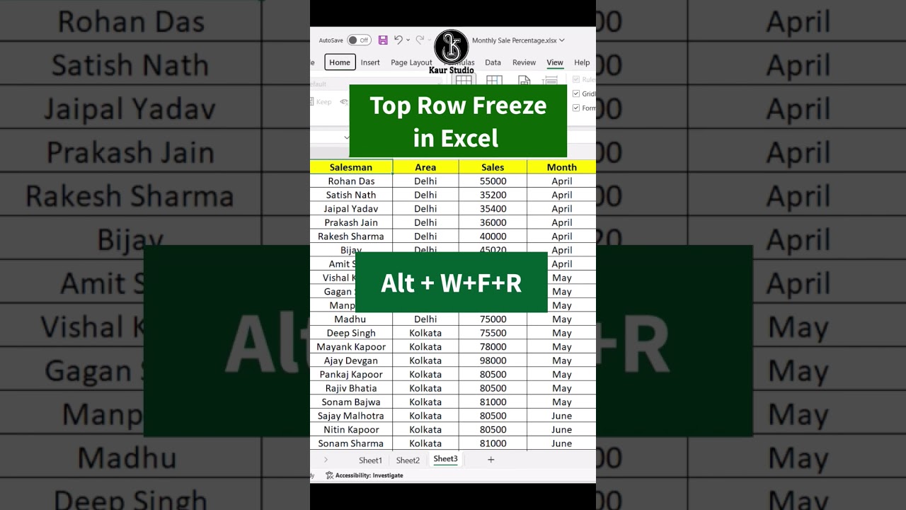 Freeze Top Row – Ms-Excel #excel #computer