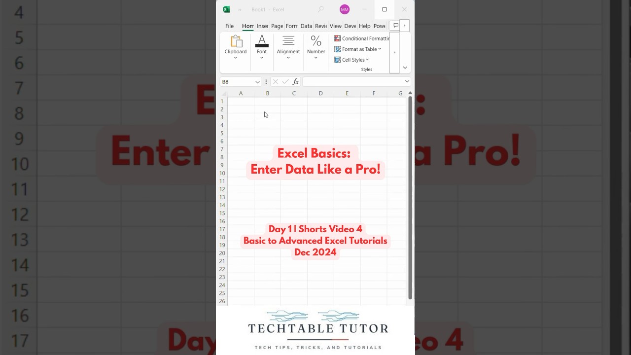 Excel Basics: How to Enter Data into Excel Cells! | Dec 2024 | Day 1, Video 4? #excel #exceltutorial