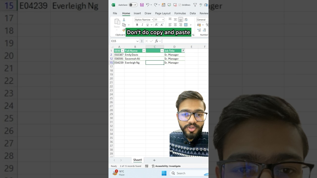 Don’t do Copy and Paste in Excel when filtered‼️Instead Use Amazing Trick #excel #exceltips #shorts