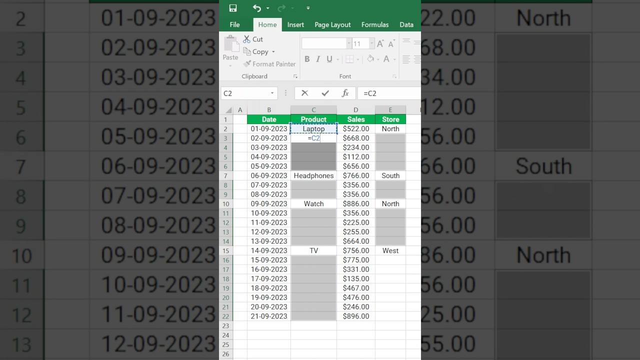 Fill Empty Cells in Excel smartly? | Excel tricks #shorts #excel
