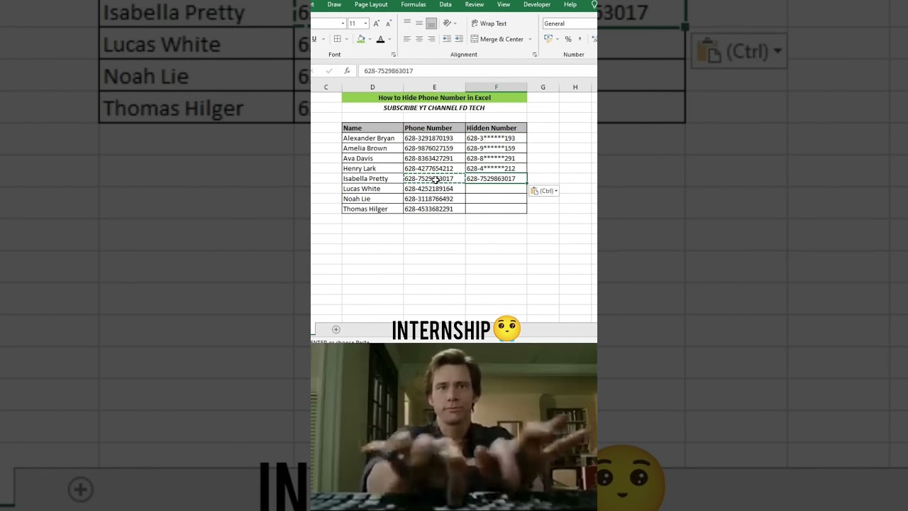 How to hide phone number in excel #tips #excel #exceltips #exceltricks #spreadsheet #exceltutorial