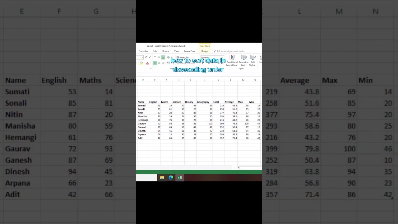 How to sort data in descending order in Excel #exceltips #excel #exceltutorial #exceltricks