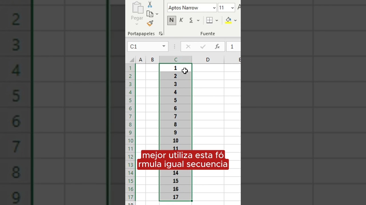 Apuesto que tú no sabías cómo enumerar las celdas de excel con esta fórmula #excel #tips #tutorial