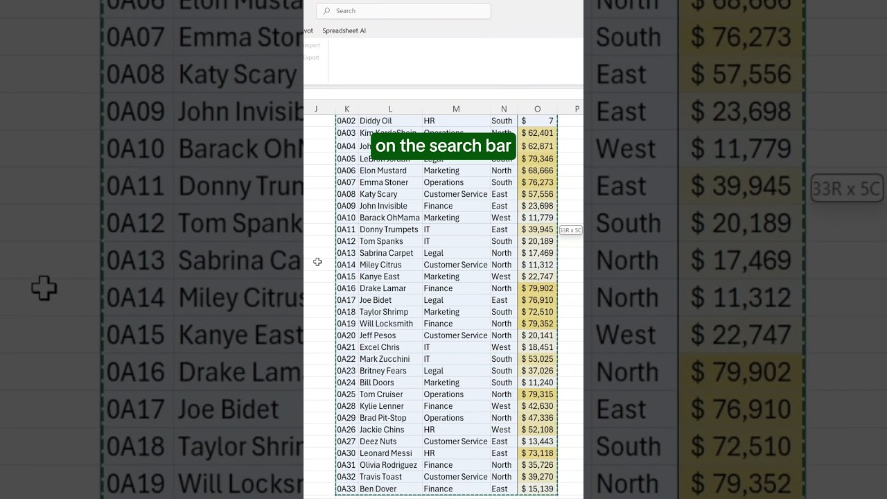 How to create a dynamic search bar in Excel! #excel #spreadsheet #exceltips