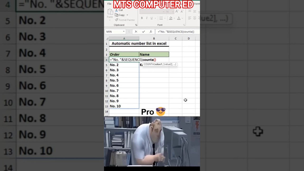Excel Trick: Automatic Number List in 2 Seconds! ?| Excel Tips & Tricks#excel #shorts #youtubeshorts