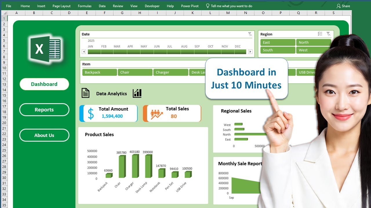 Create Professional Excel Dashboard in just 10 Minutes || Interactive & Dynamic #excel #dashboard